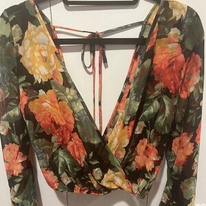 Forever 21 Sheer Floral Crop Top, size M